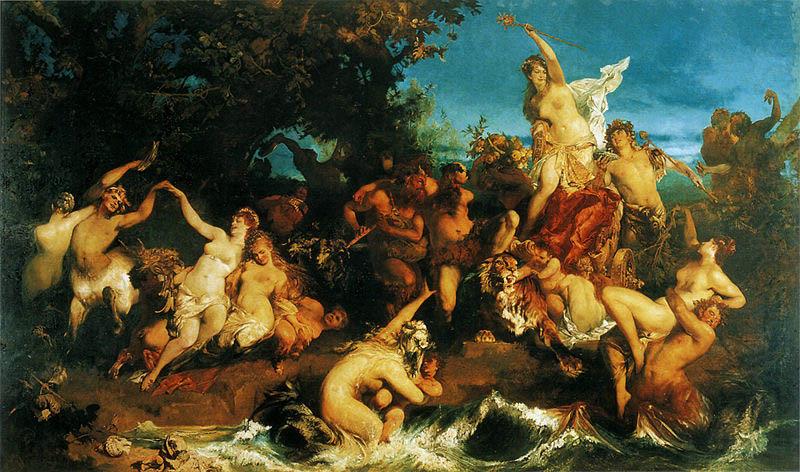 Der Triumph der Ariadne, Entwurf fxr den Vorhang der Komischen Oper im Ringtheater in Wien., Hans Makart